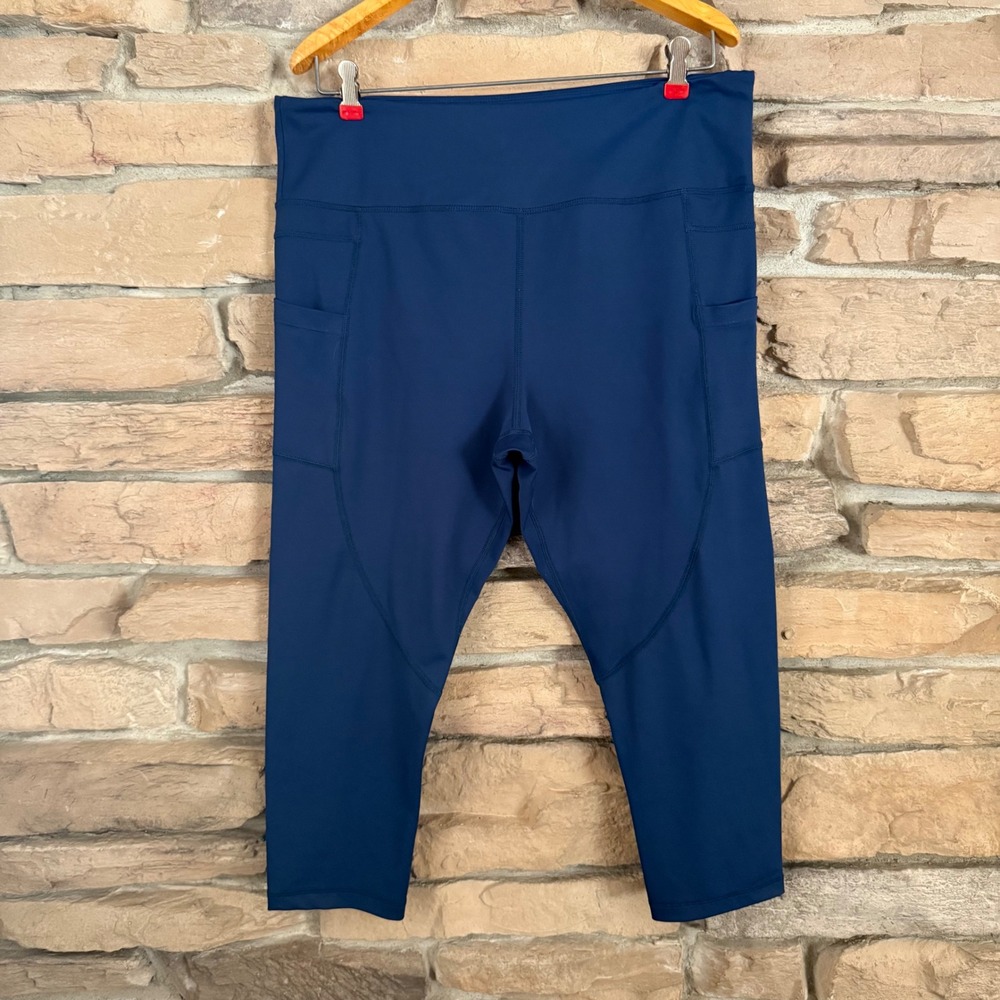 Zyia Active Navy Blue Cropped Leggings Side Pockets Size 20